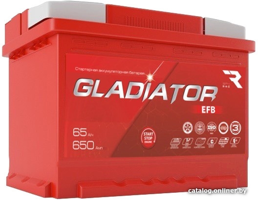 Автомобильный аккумулятор Gladiator EFB 6СТ-65L(0) (65 А·ч)