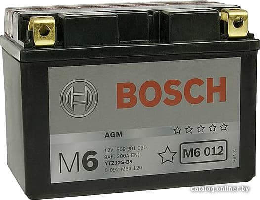 Мотоциклетный аккумулятор Bosch M6 YTZ12S-4/YTZ12S-BS 509 901 020 (9 А·ч)
