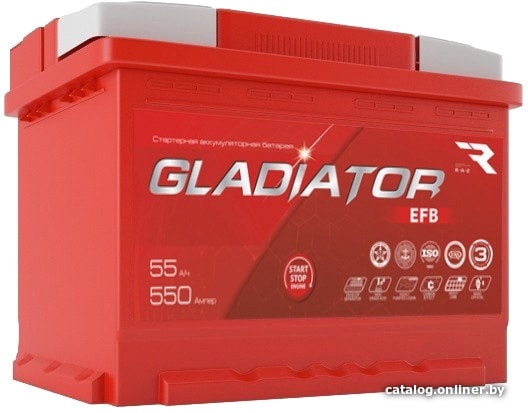 Автомобильный аккумулятор Gladiator EFB 6СТ-55L(0) (55 А·ч)