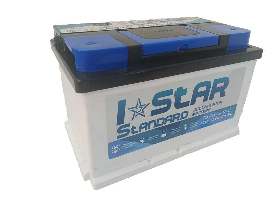 Аккумулятор I-STAR 75 R+ низк. 650 A